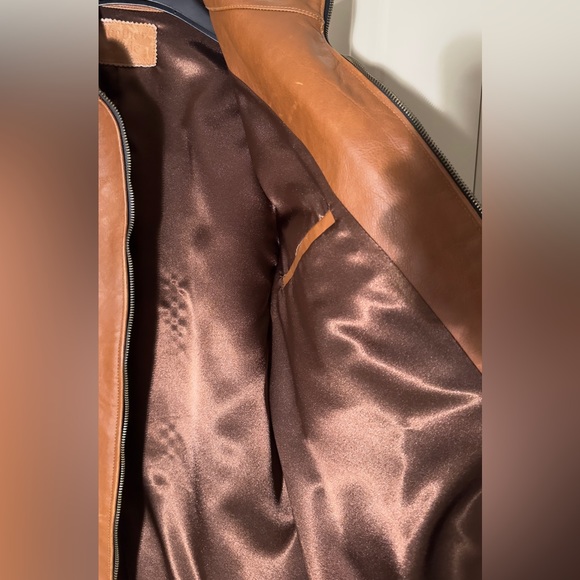 VINTAGE TAN LEATHER JACKET MEDIUM - Picture 7 of 9